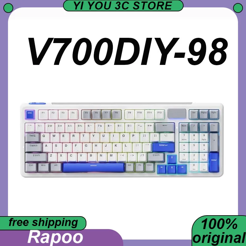 

Rapoo V700DIY-98 Gaming Mechanical Keyboards Wireless Tri-mode Gasket Hot Swap V Hub 4000mAh Custom PC Esports Laptop Keyboard