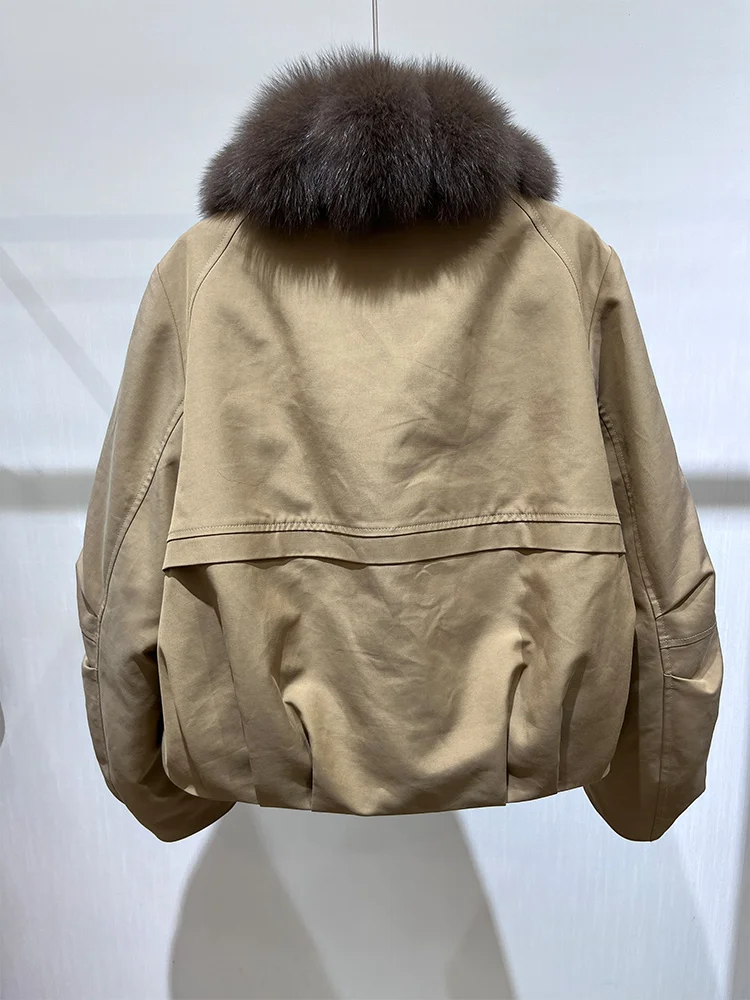 2025 mode hiver doudoune d'oie doudoune véritable col de fourrure de renard épais femmes chaud Parka manteau de luxe vêtements d'extérieur femme