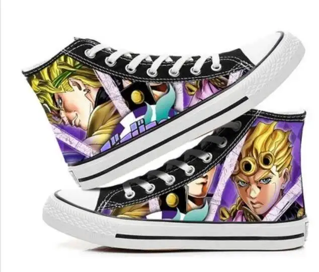 Cos jojo's bizarre sapatos de lona de aventura anime desenhos animados estudantes alta ajuda cosp casual confortável homens e mulheres faculdade
