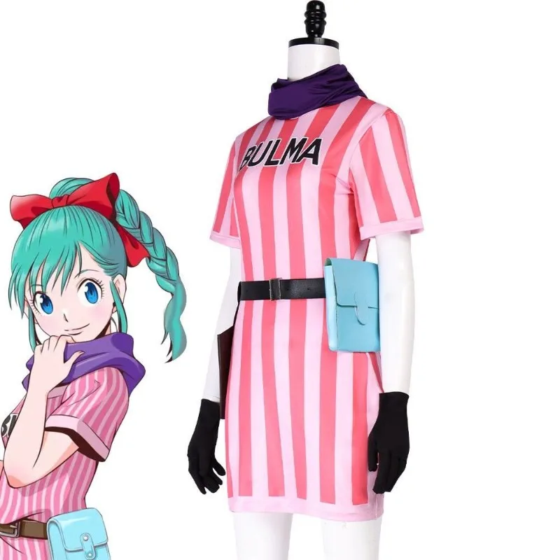 Nowe gadżety z anime Dragon Ball, Bulma, Son Goku, urocza sukienka z kreskówki dla dziewczynek, personalizowany, kreatywny kostium na Halloween do cosplayu