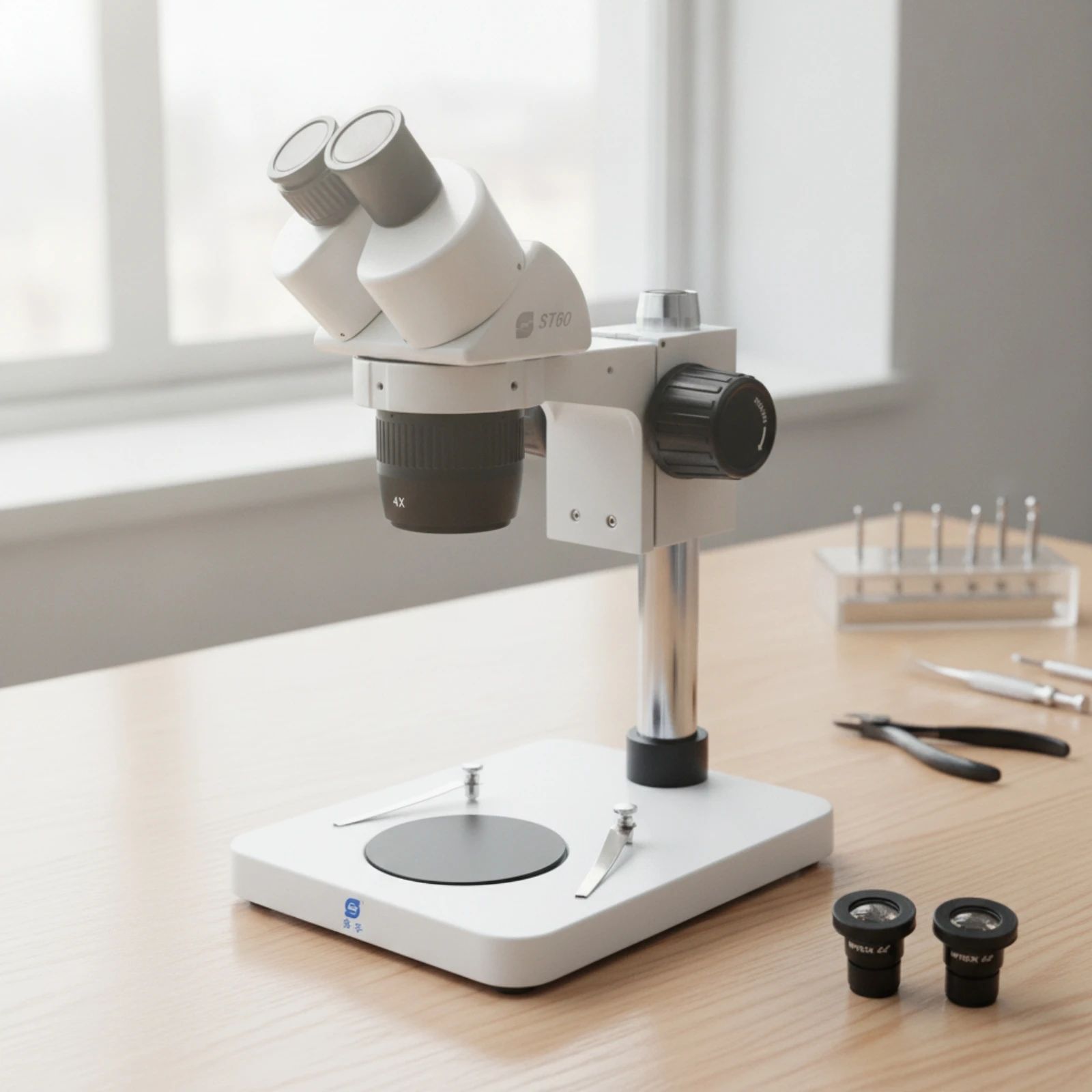 Stereo Microscope with Reversible Black and White Stage Bench-top Optical Viewer for Precise Inspection