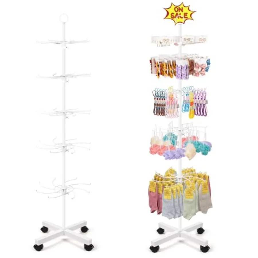 

Retail Display Stand 5-Tier Rotating Display Rack for Store Display Movable and Adjustable Spinning Display Stand for Earrings