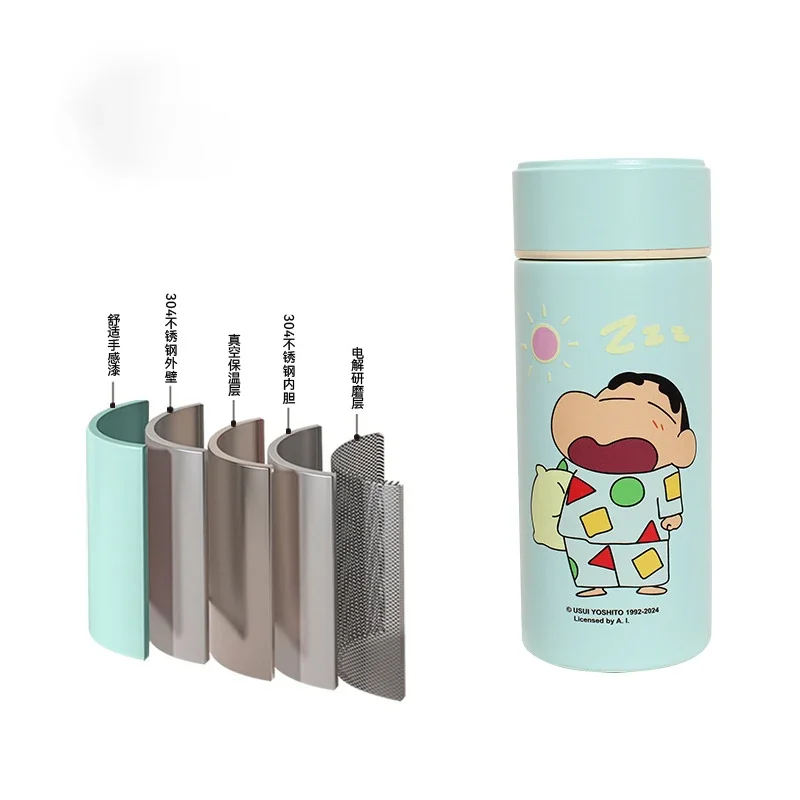 Kawaii Crayon Shin-chan Thermos Cup Cartoon Animation 430ml Large Capacity 316 Stainless Steel Cute Portable Student Water Cup