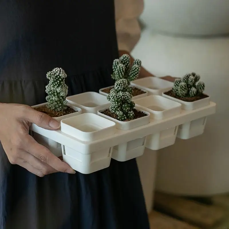 Propagation Tray with Removable Pots,Plastic Nursery Pot Tray Set with Drainage Base for Rooting and Home Gardening