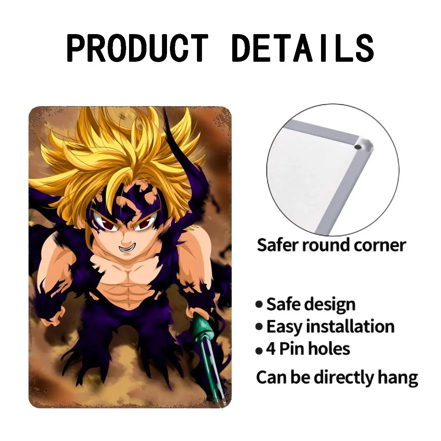 ملصق ديكور أنيمي الخطايا السبع المميتة ، لافتة معدنية قصدير عتيقة ، لوحة زخرفية للحانة ، بار ، كهف رجل ، ديكور حائط النادي #4