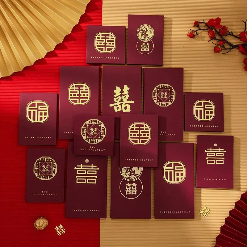 30 buah amplop merah Tahun Baru Cina pola dompet kertas hadiah Hongbao tas uang keberuntungan Festival Musim Semi pernikahan amplop Cina