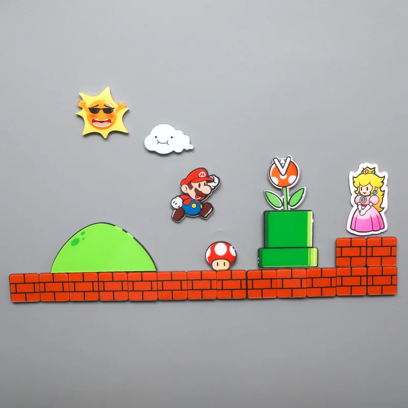 Super Mario Cartoon Refrigerator Stickers Creative Home Decoration Magnet Lugui Yoshi Peach Anime Figure Refrigerator Stickers