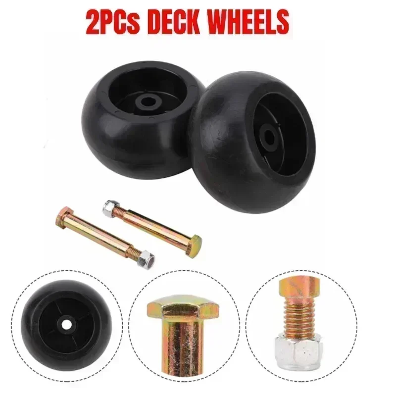 5 Inch Black Deck Wheels with Axle Bolts for Hustler and Murray Ride-On Lawn Mowers Replacement Parts 2 Piece Set