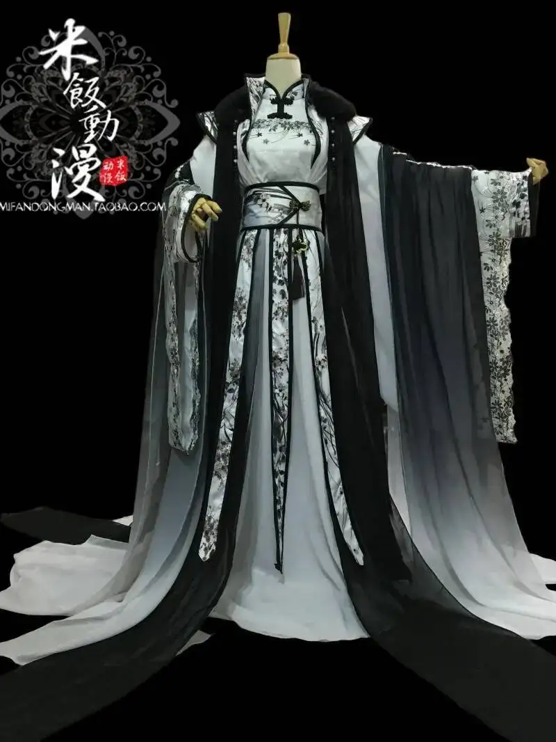 

Карнавальный карнавальный костюм чернила древний градиент Cos косплей черно-белый Хэллоуин фиеста женский женский