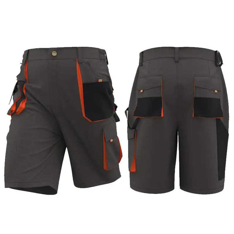 

Summer Men's Work Pants With Multiple Pockets Durable Workshop Construction Overalls Safari Style Worker Shorts