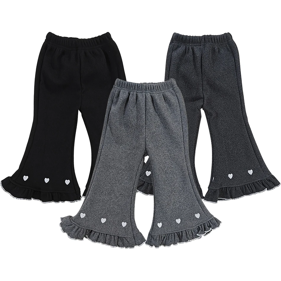 Mädchen Winter Flare Leggings Fleece Gefüttert Warme Hosen Kinder Dicke Schlaghosen Elastische Taille Kinder Thermo Hosen