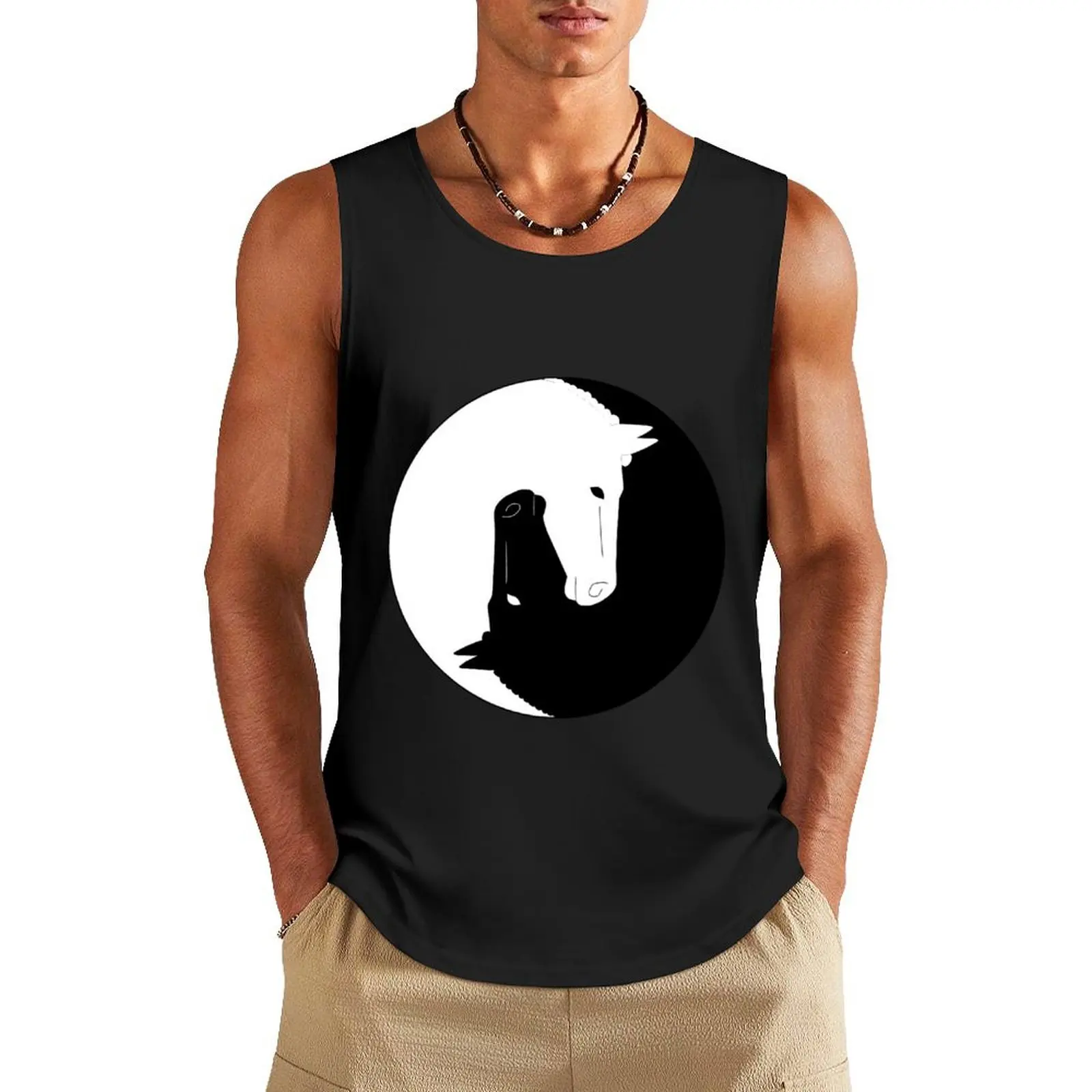 Horse yin yang Tank Top gym t shirt men Vest male
