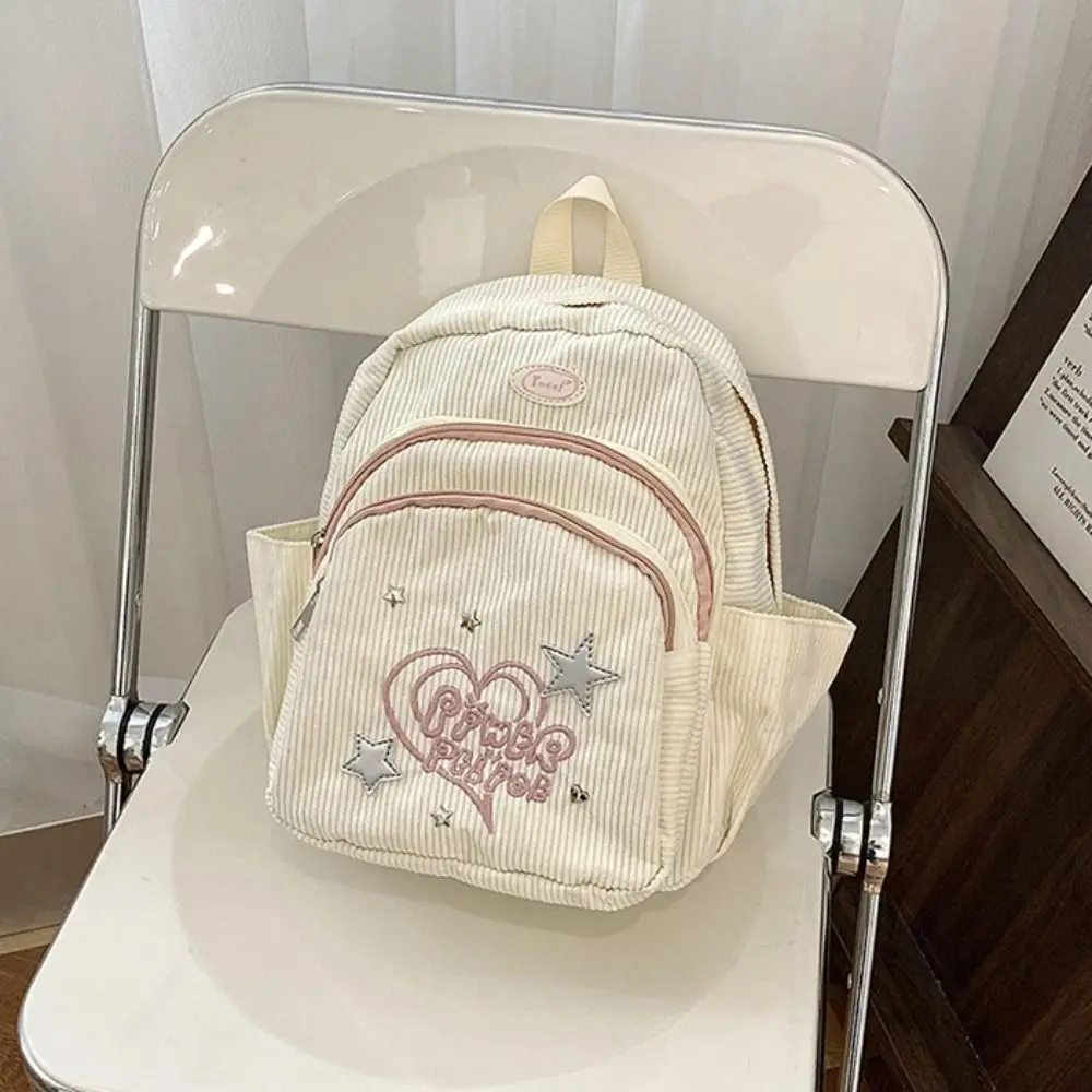 Kleine Packung Cord Rucksack Einfarbig Handtasche Stern Liebe Schulter Tasche Mehrere Taschen Koreanischen Stil Casual Rucksack Männer
