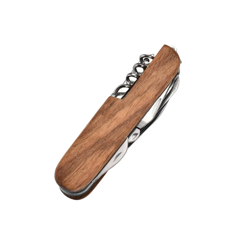 Multifunctional Swiss Army Knife - Outdoor Multi-Purpose Wooden Handle Pocket Knife | Creative Souvenir & Small Folding Knife view 4