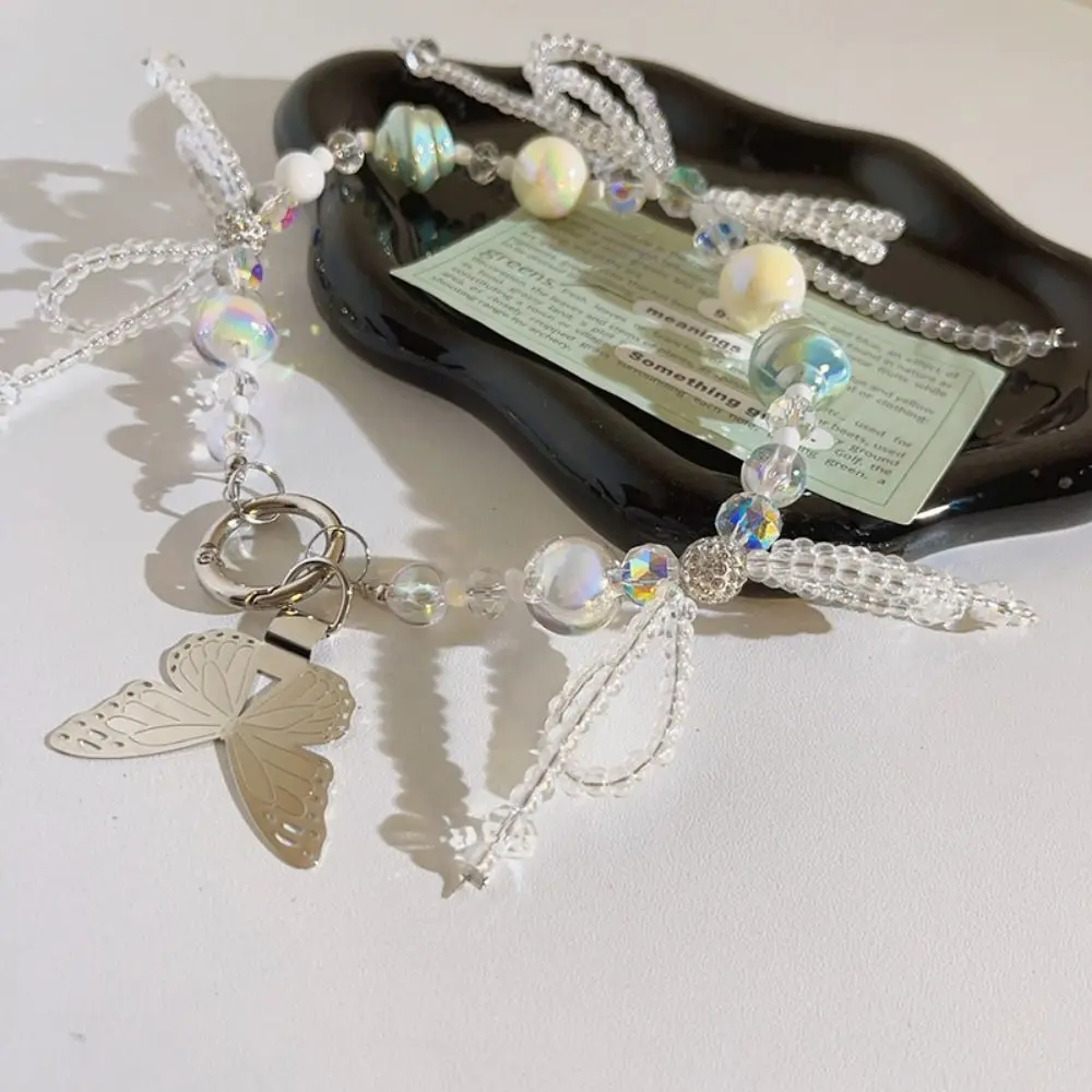 

Ins Candy Color Beaded Phone Chain Bow Cute Bead Phone Pendant Sweet Cartoon Phone Wrist Strap Jewelry