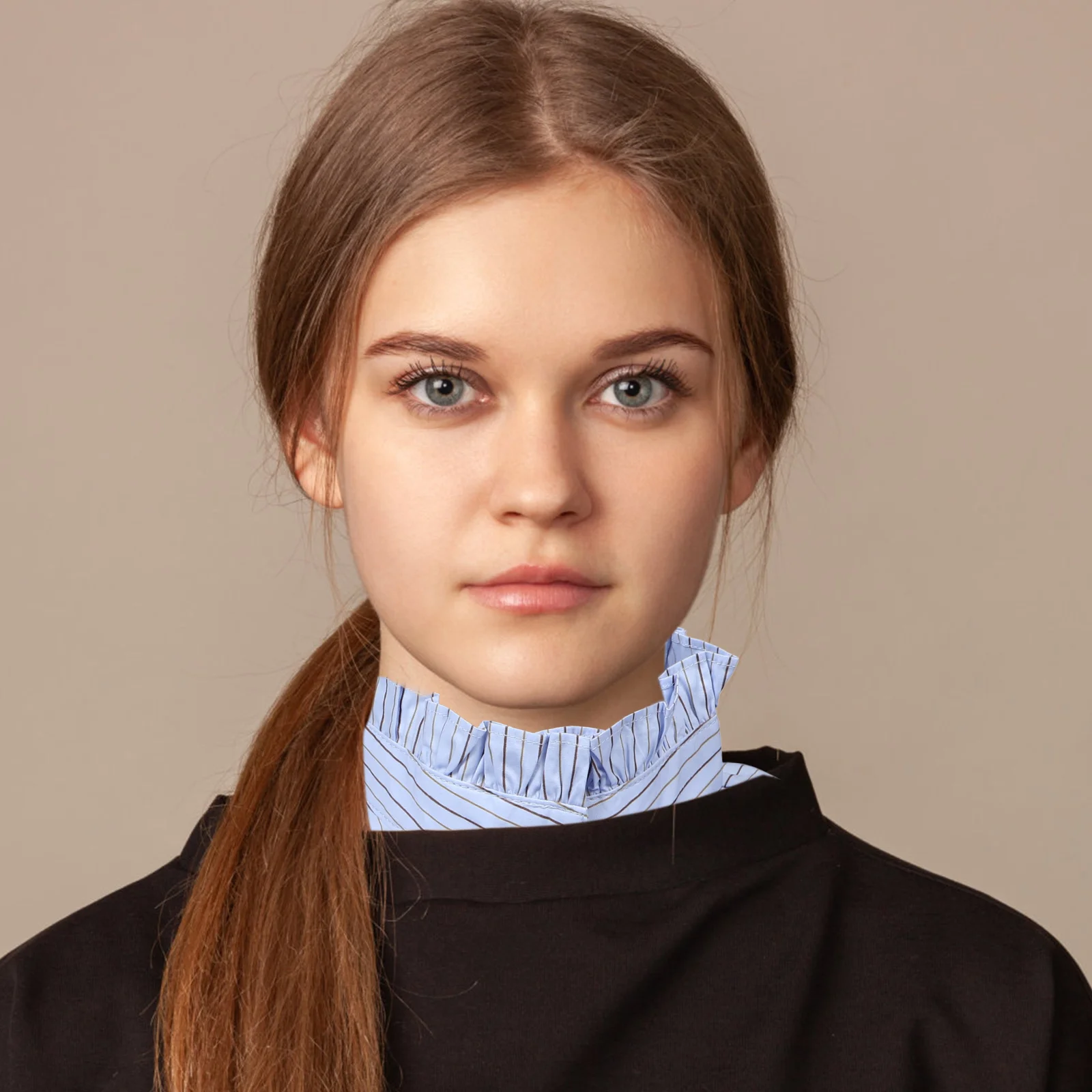 1pcs Striped Decorative Collar Detachable Fake Collar For Women Fashion Neckline Enhancer Soft Layering Piece Sweaters Cardigans