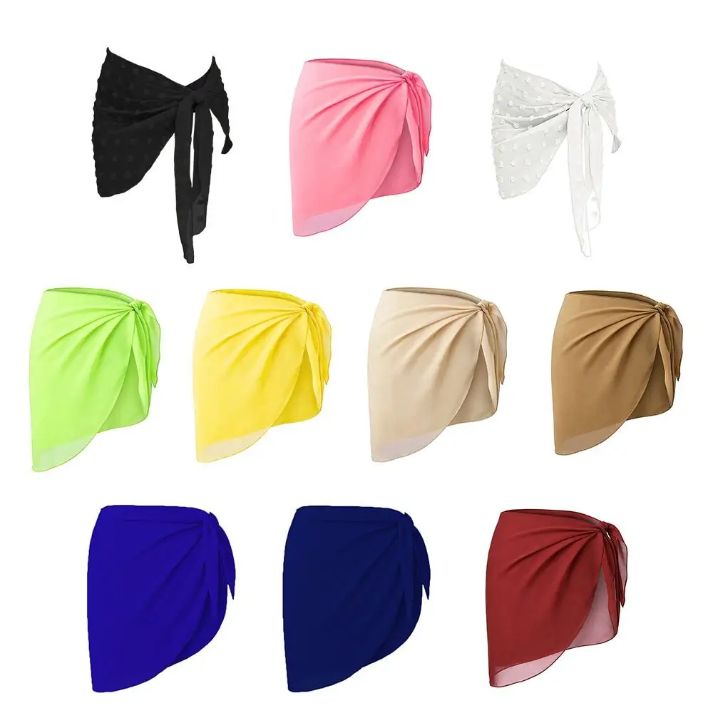 

Пляжное платье из шифона, прозрачная ткань, защита от УФ-излучения, короткое, универсальное, как парео или накидка для купальника