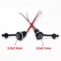 1/3/5Pcs Battery DC Power plug connector for DIY dc waterproof jack connector 5.5 x 2.1 mm 5.5x2.5mm with 15CM Wire Turmera