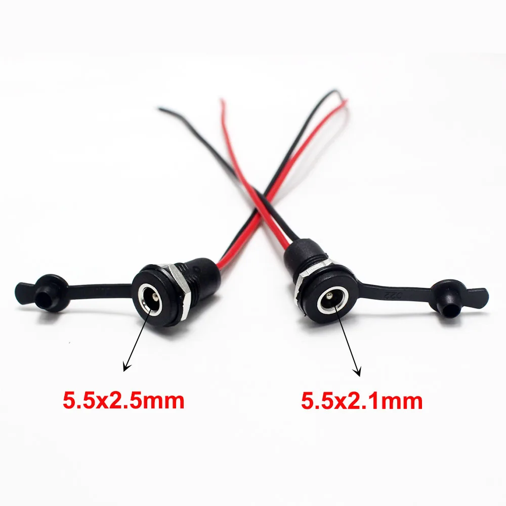 1/3/5Pcs Battery DC Power Plug Connector for DIY DC Waterproof Jack Connector 5.5 X 2.1 Mm 5.5x2.5mm with 15CM Wire Turmera