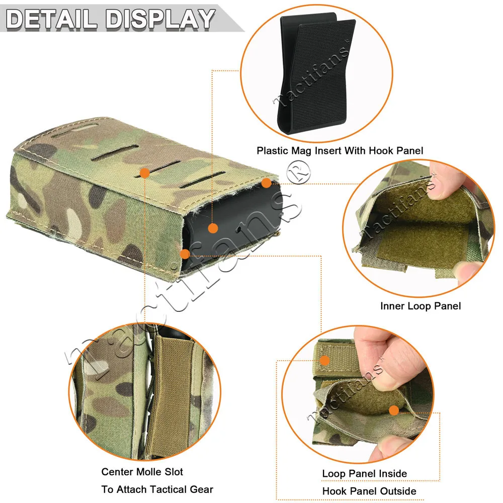 Single Mag Pouch 5.56 Magazine Pouch Belt Loops Molle Quick Release Magazine Pouch Wedge Insert for Tactical Belt