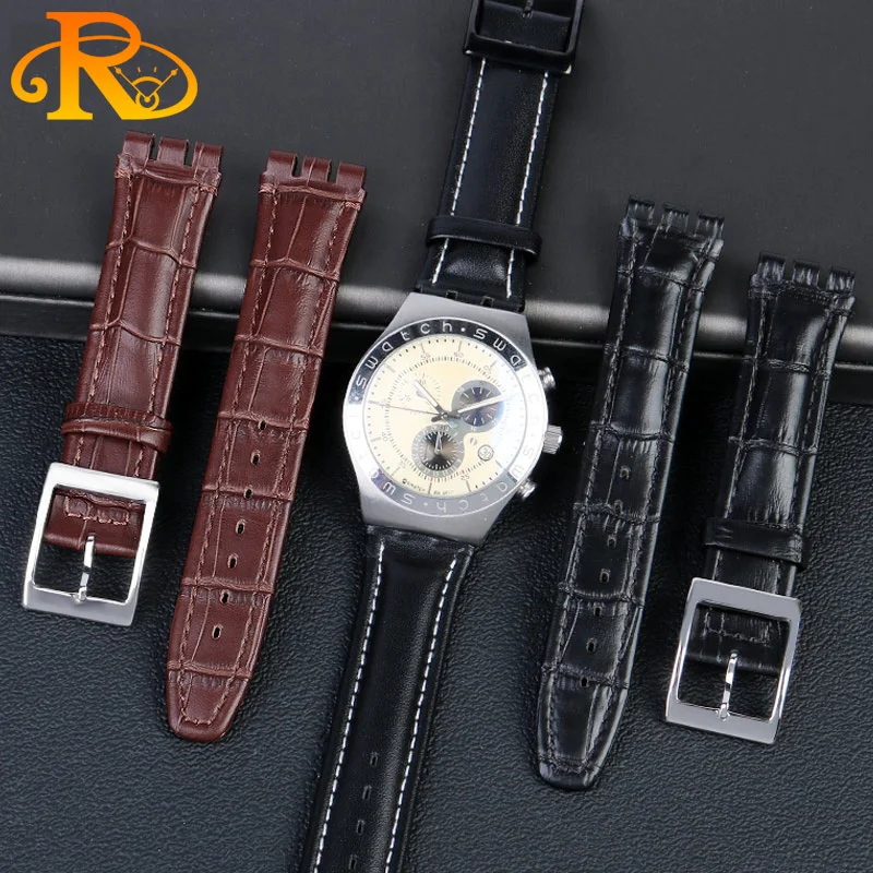 Genuine leather Wrist Strap For swatch YCS YAS YGS series watch band 17mm 19mm  Women men watch strap belt bracelet accessories