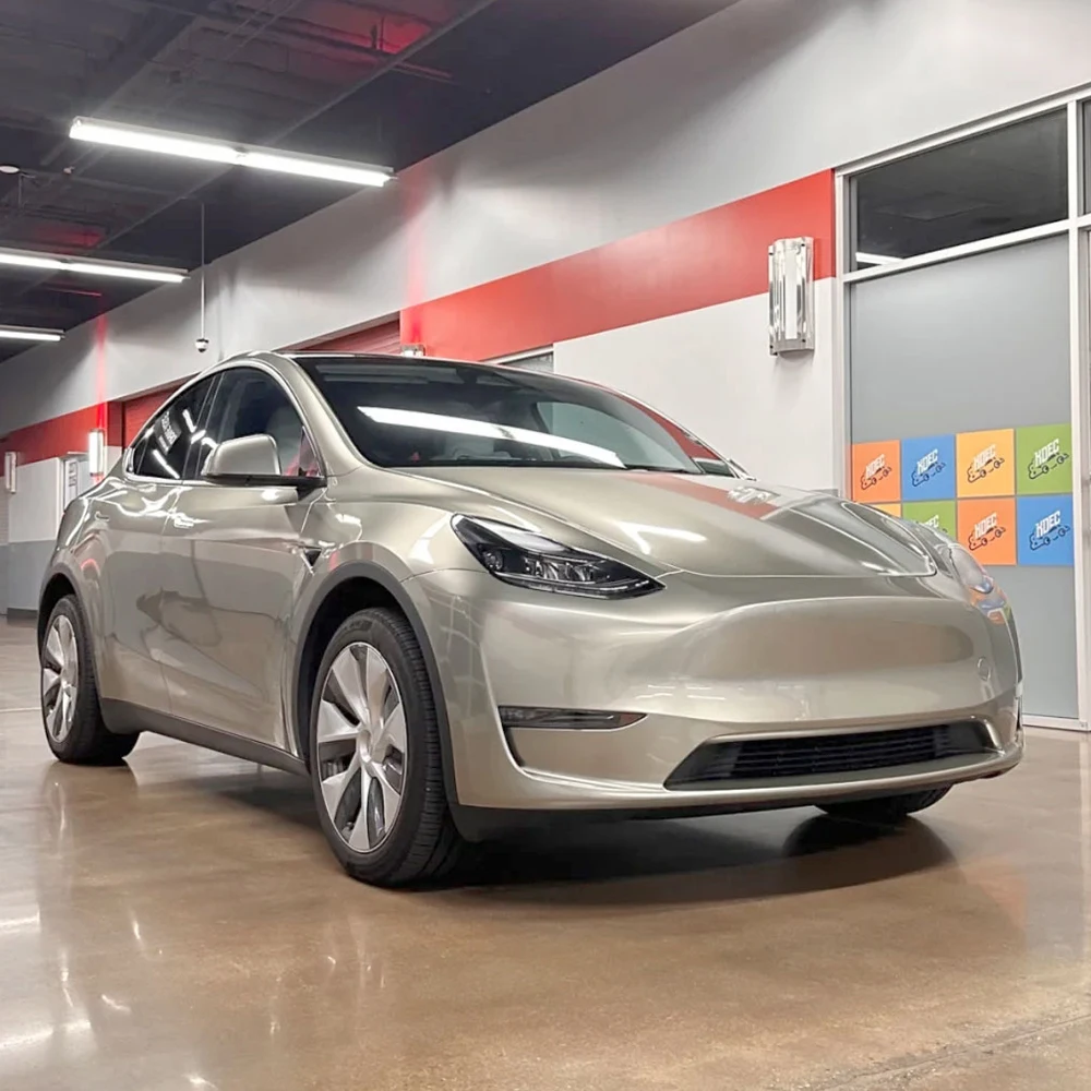 

Car Sticker Light Beige Metallic Color Change Vinyl Film PET Bubble Free Wrapping Car Accessories Auto Self Adhesive Decals