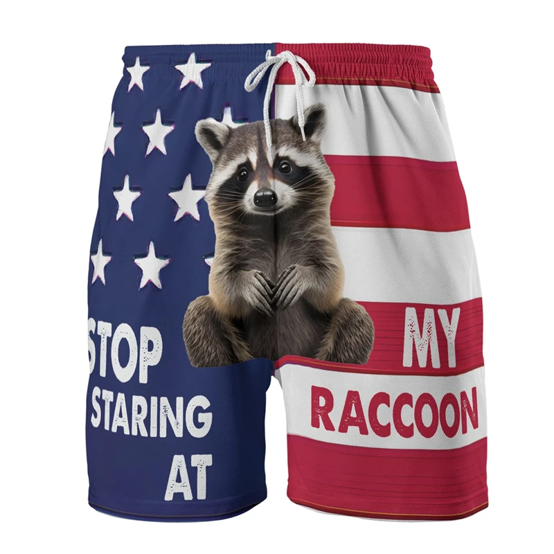 

Procyon Lotor 3D Printed Beach Shorts Funny Animal Raccoon Graphic Short Pants For Men Clothes Casual Hip Hop Trunks Kids Tops