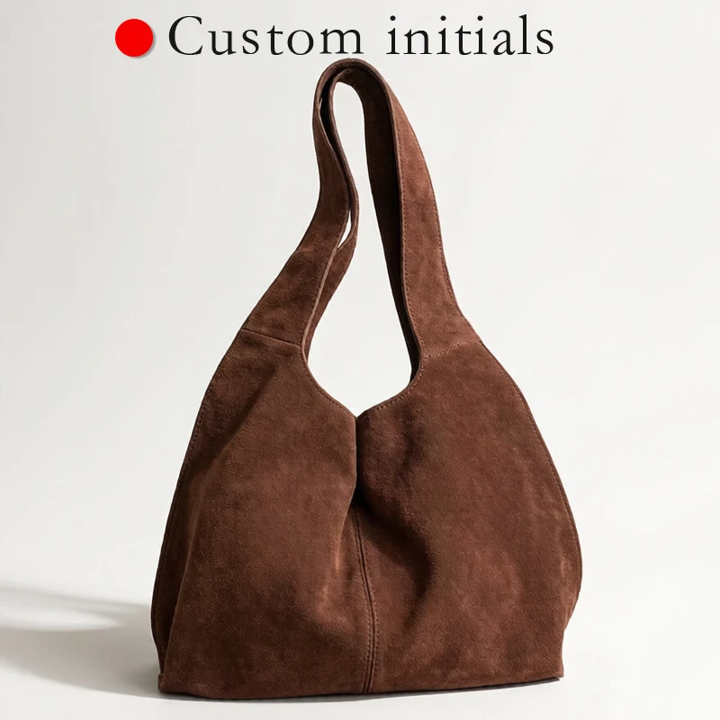 Customize Initials Tote Bags For Women Luxury Designer Handbag Purses 2026 New In Suede Cowhide Large Capacity Underarm Shoulder