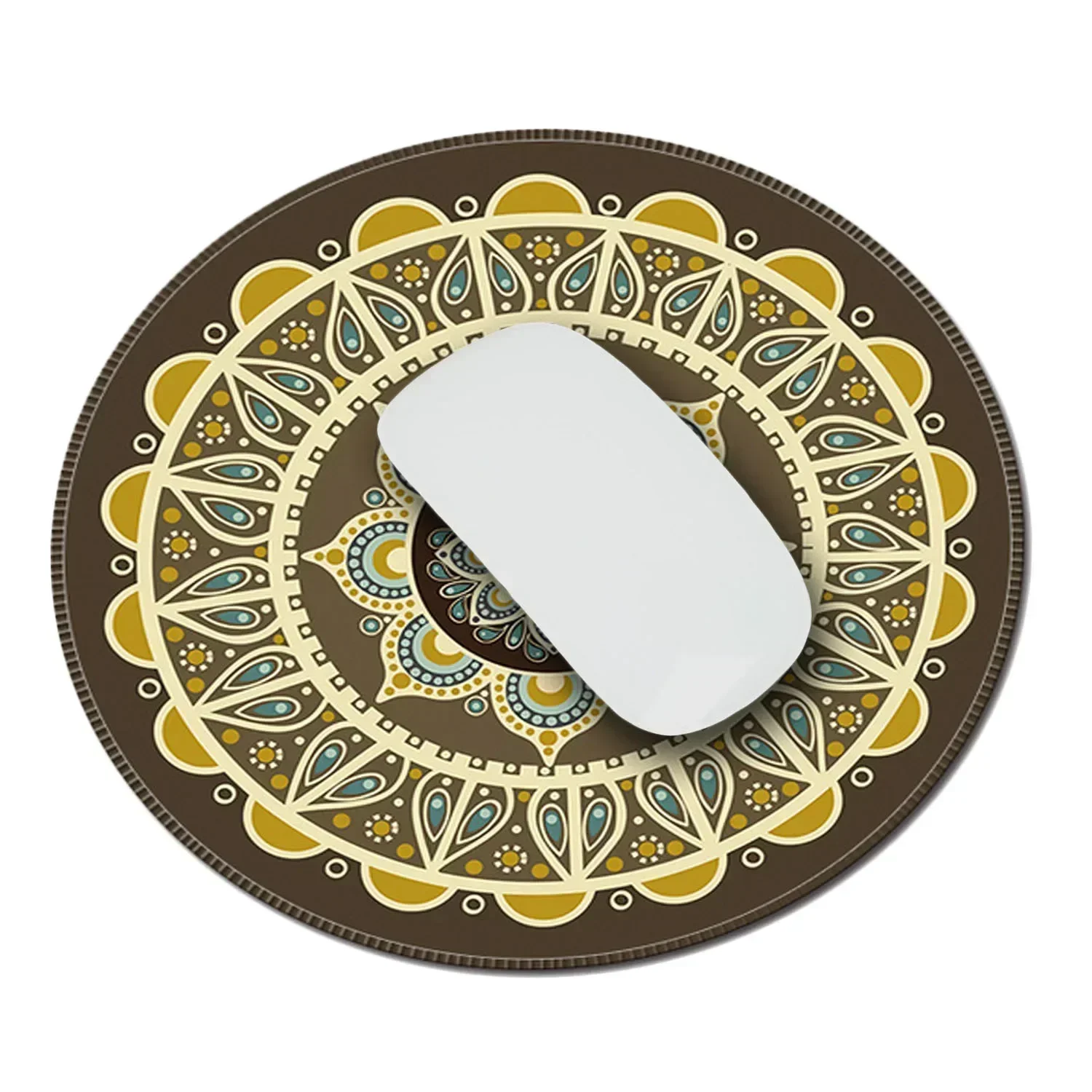 Nworld Vintage Bohemian Round Computer 3D Carpet Mouse Pad Mat Mousepad Anti Slip for Home Office PC Gaming LOL Overwatch CS GO