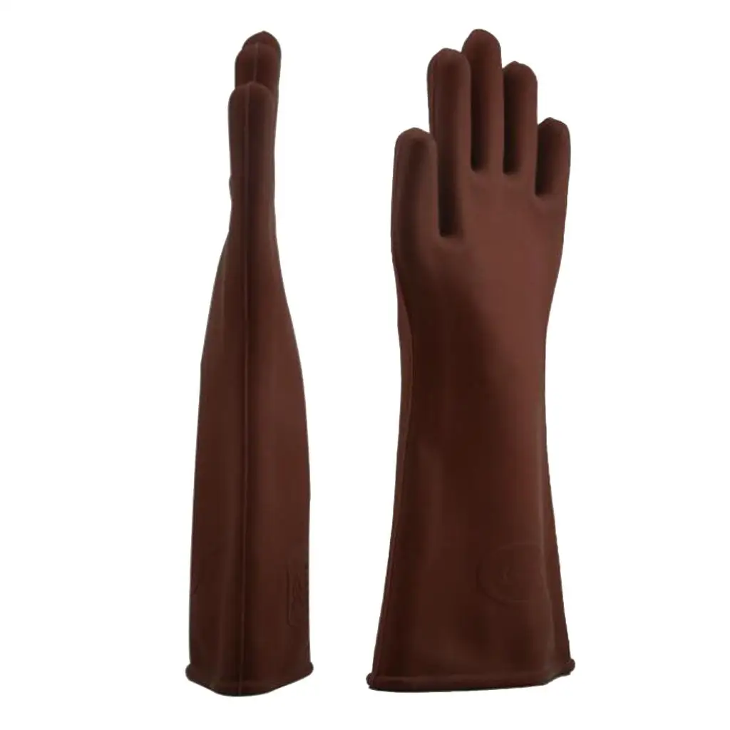 Insulated Work Gloves High Voltage Brown Rubber Protective Gloves for Electrical Working Safety and Shock Resistance
