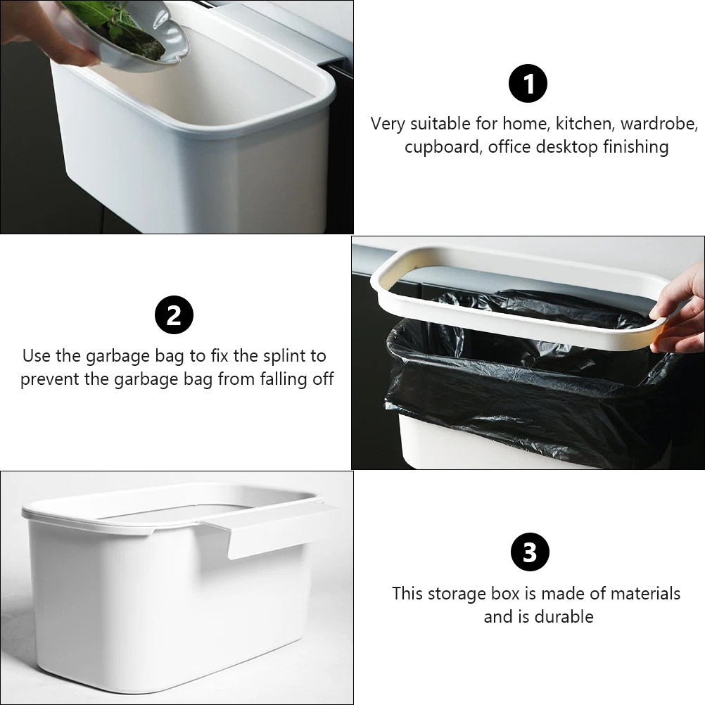 

2pcs Premium Hanging Trash Bin Kitchen Garbage Container Space Saving Rubbish Storage Bin Home Waste Can Sturdy For