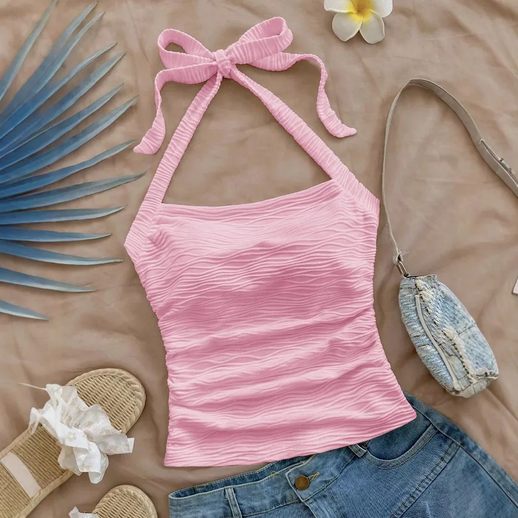 Chaleco Sexy sin tirantes para mujer, Top transfronterizo, novedad de verano, vestido de dama de honor estilo nudo, chaleco/camiseta sin mangas de talla grande