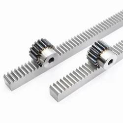 1PCS 1Mod 1 Modulus Gear Rack Steel 15*15*500mm + 1PCS 1Mod 45teeth Pinion Bore Hole 6/8/10/12mm Steel #45 Gear Metal Gear