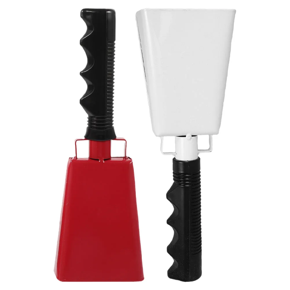 

2 Pcs Cow Bell Hand Cheering Cowbells for Sporting Events Musical Instrument Football Noise Maker Metal