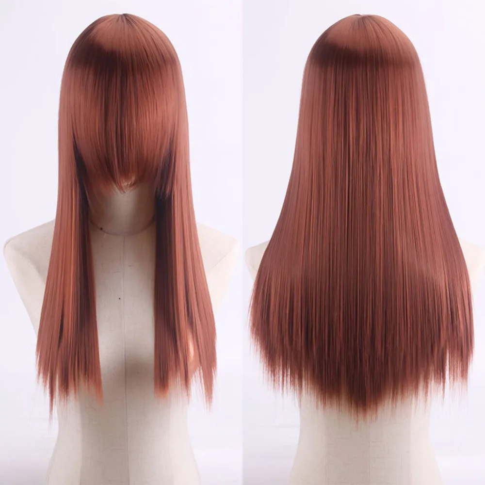 Peluca de Cosplay sintética resistente al calor, 60CM de largo, grueso, recto, ondulado, Color rosa, disfraz de Anime, pelo para mujeres y hombres