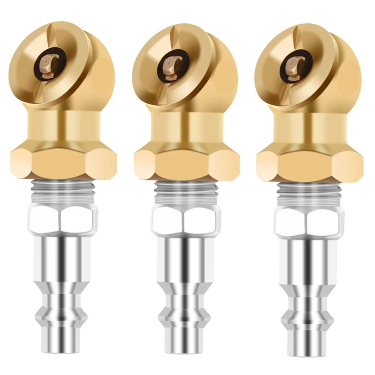 

1/4Inch Portable Air Chuck Closed Brass Ball Inflator for Inflator Gauge Compressor Accessories, 3 Pack