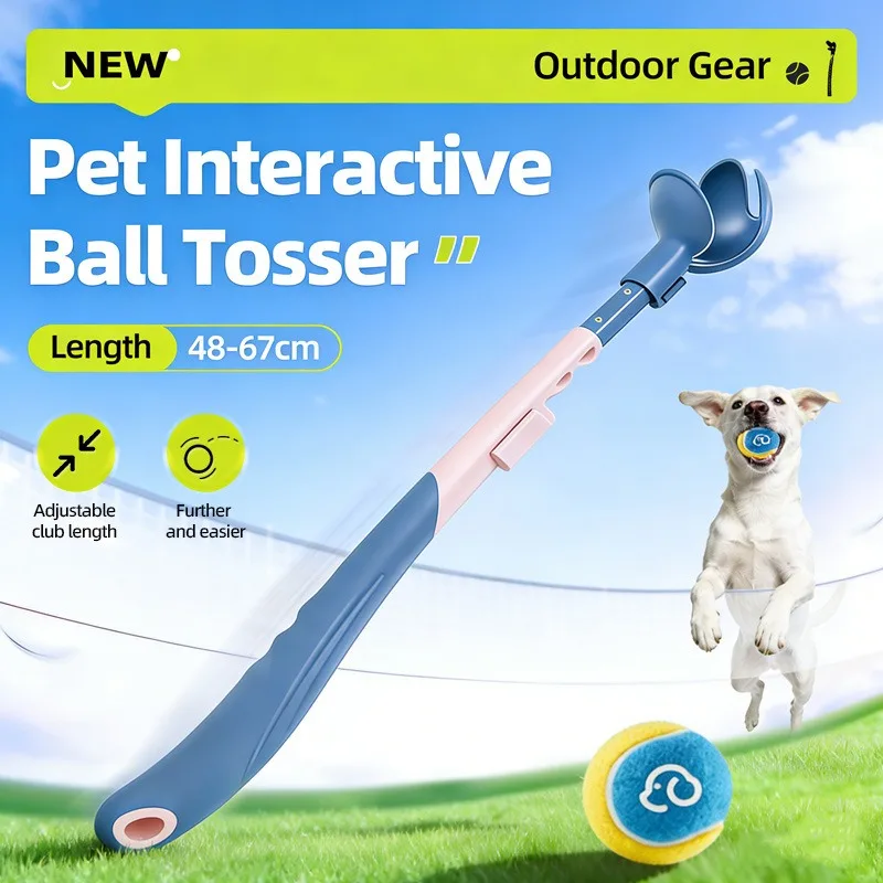 Lanceur de balles télescopique réglable pour chien, lanceur de balles mains libres pour animaux de compagnie, sans se pencher, lanceur de balles de tennis, jouet interactif pour chien en plein air