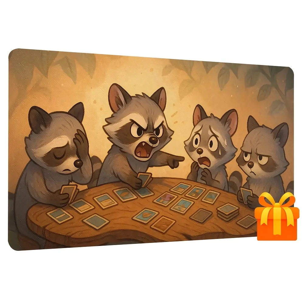 Raccoon Playing Card Game Pad - Fun Argument Raccoon Card Game Pad, suitable for collectible card games, tabletop games