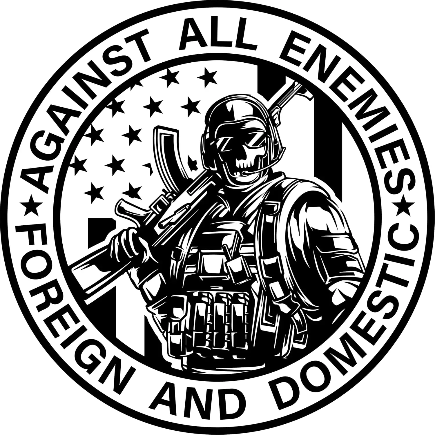 2 Pack Against All Enemies Foreign And Domestic PVC Sticker For Rear Window And Laptop Vehicle Styling Accessories Decal