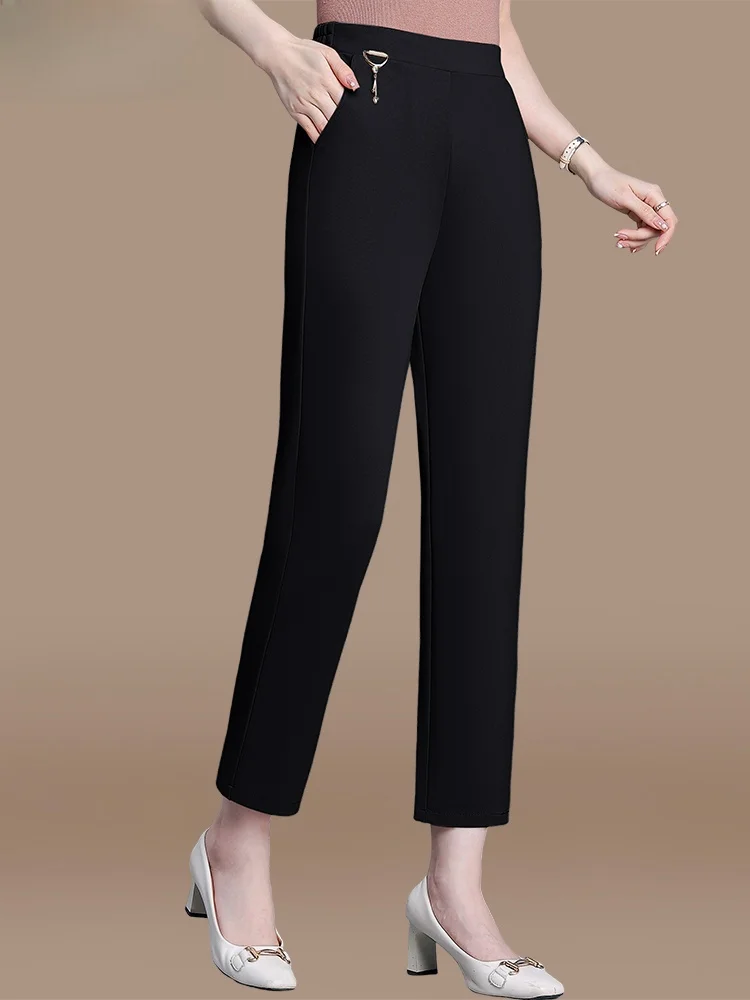 

Весенние модные брюки для женщин, осенне-весенние повседневные укороченные брюки-кюлоты для женщин среднего и старшего возраста