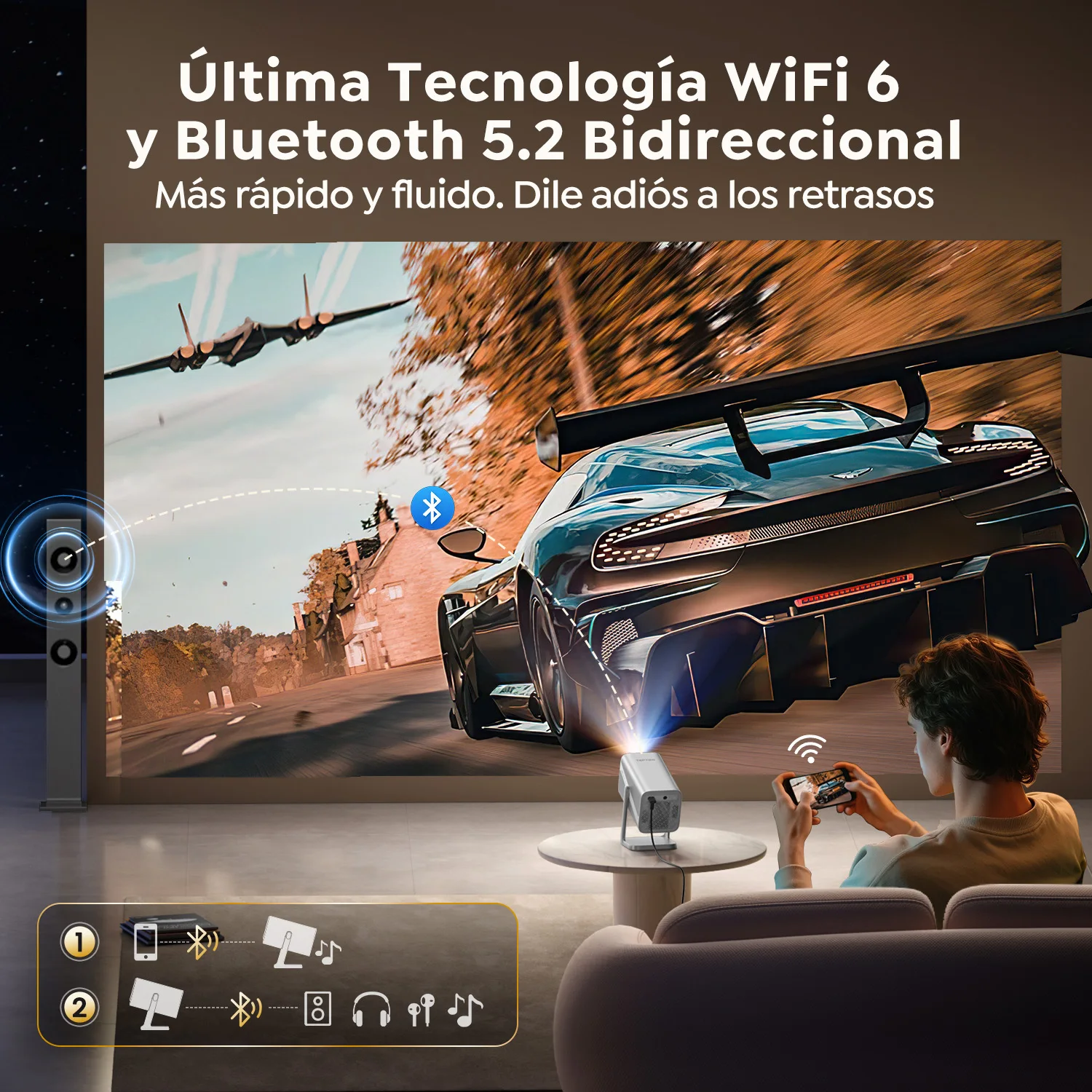جهاز عرض TOPRO Native 800 ANSI 4K يدعم التركيز التلقائي/جهاز عرض محمول Keystone 1080P، WiFi 6 BT5.2 للمسرح المنزلي #6