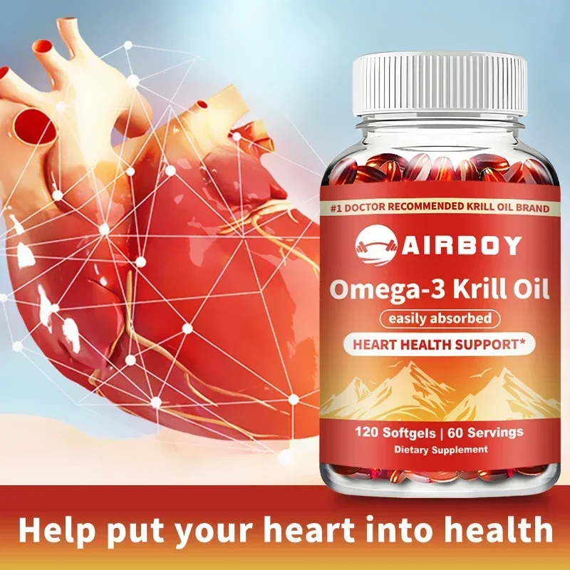 

Omega-3 Krill Oil - Supports Heart, Brain, Joint and Eye Health Supplement