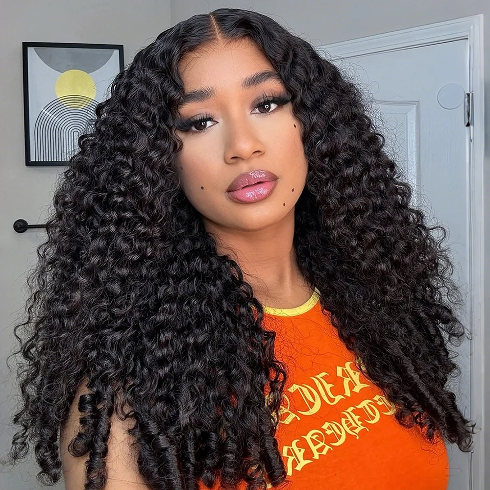 

Geeta Glueless Wigs Human Hair Burmese Curly HD Lace Front Wig 6x4 7x5 Pre Cut No Glue Glueless Wig Ready To Wear Go Curly Wigs