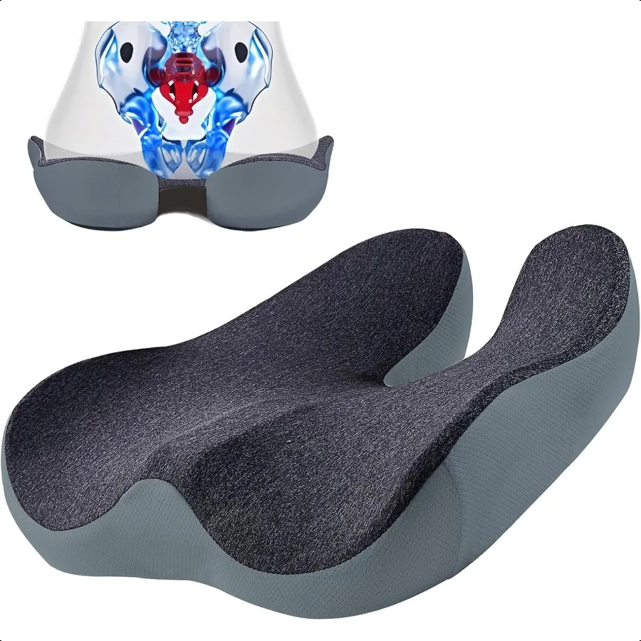 

Prure Relief Seat Cushion for Long Sitting Hours on Office Home Chair Car Wheelchair ExtraDense Memory Foam for Hip Tailbone Co