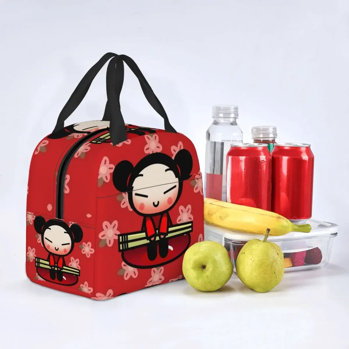 Cartoon Anime Pucca Resuable Lunch box Women Leakproof Cooler Thermal Food Insulated Lunch Bag School Children Student