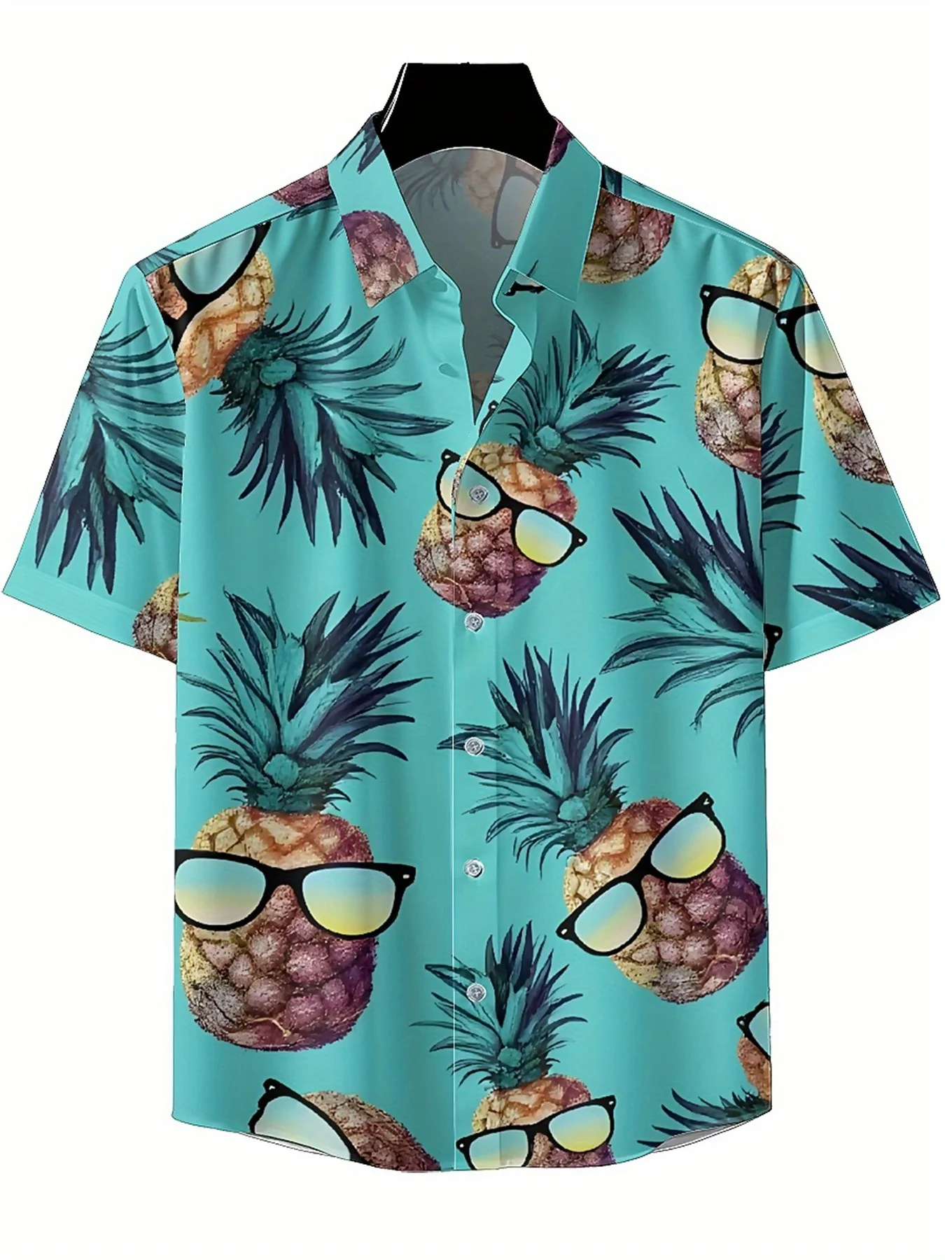Men's Plus Size Hawaiian Shirts Pineapple Glasses Trend Pattern, Summer Casual Tops, Outdoor and Party, Streetwear