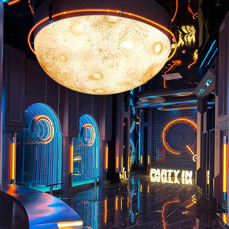 Ceiling  moon  bedroom dining room planet  tooling large semi-spherical 3D moon lamp