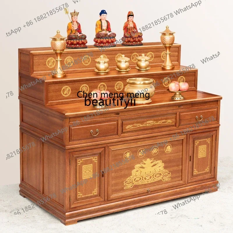 X Multi-Layer Solid Wood Buddha Table Three-Layer Buddha Shrine Altar Incense Desk Step Altar