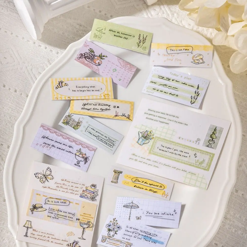 20Sheets Garden Journey Series Label Sticker Book Writable Surface DIY Decorative Paper Sheets Cartoon Gift