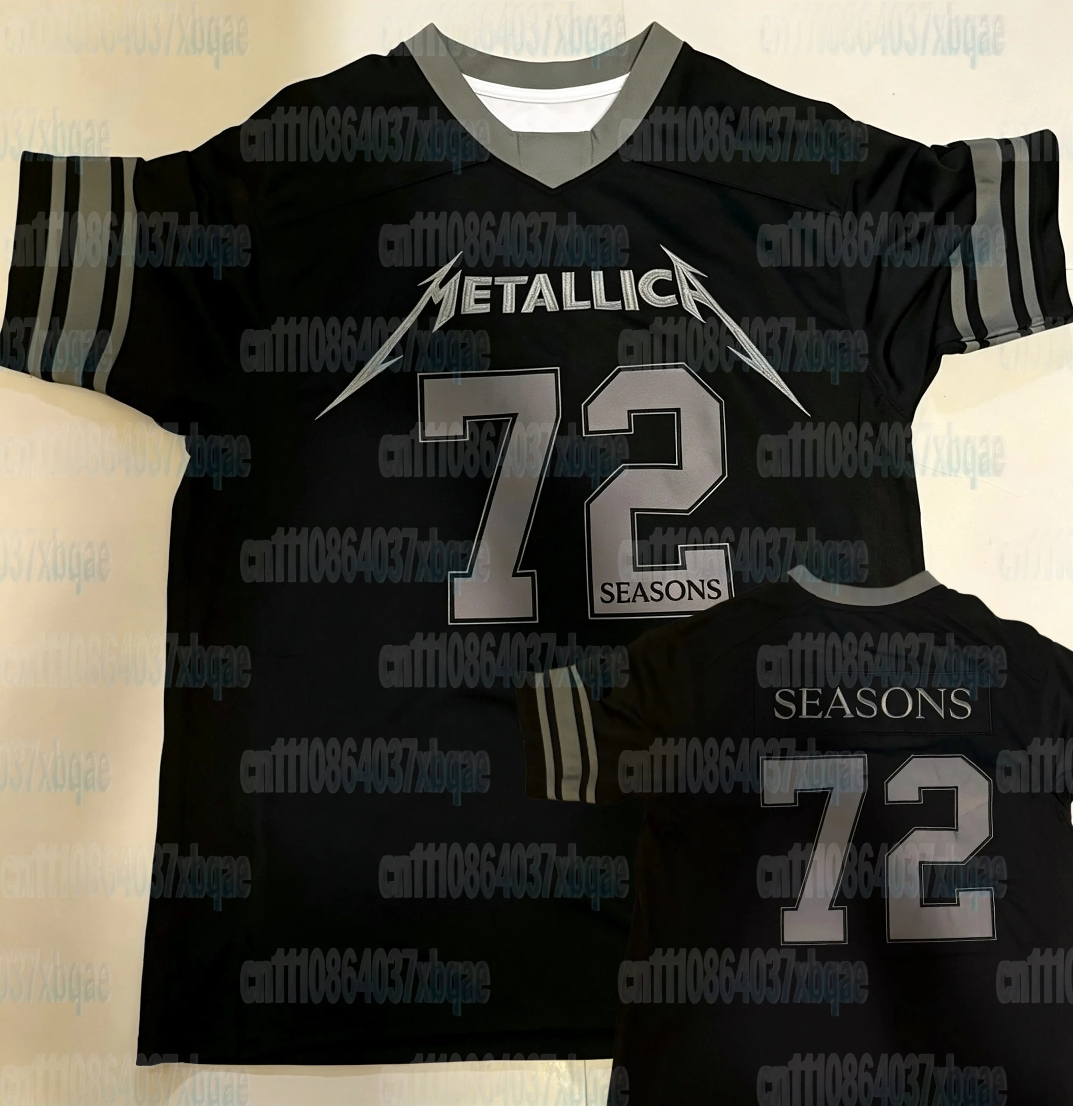 Metallica 1984 Retro Fußballtrikot 3D T-Shirt Rockband Unisex Kurzarm Lose Hemd-Oberteile Familien-Partnerlook-Oberteile T-Shirts – Detail 5